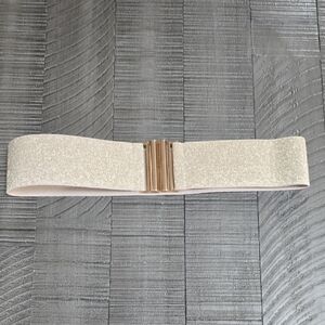 Elastic Sparkle Waist Belt with Gold Clasp - Women's Accessory